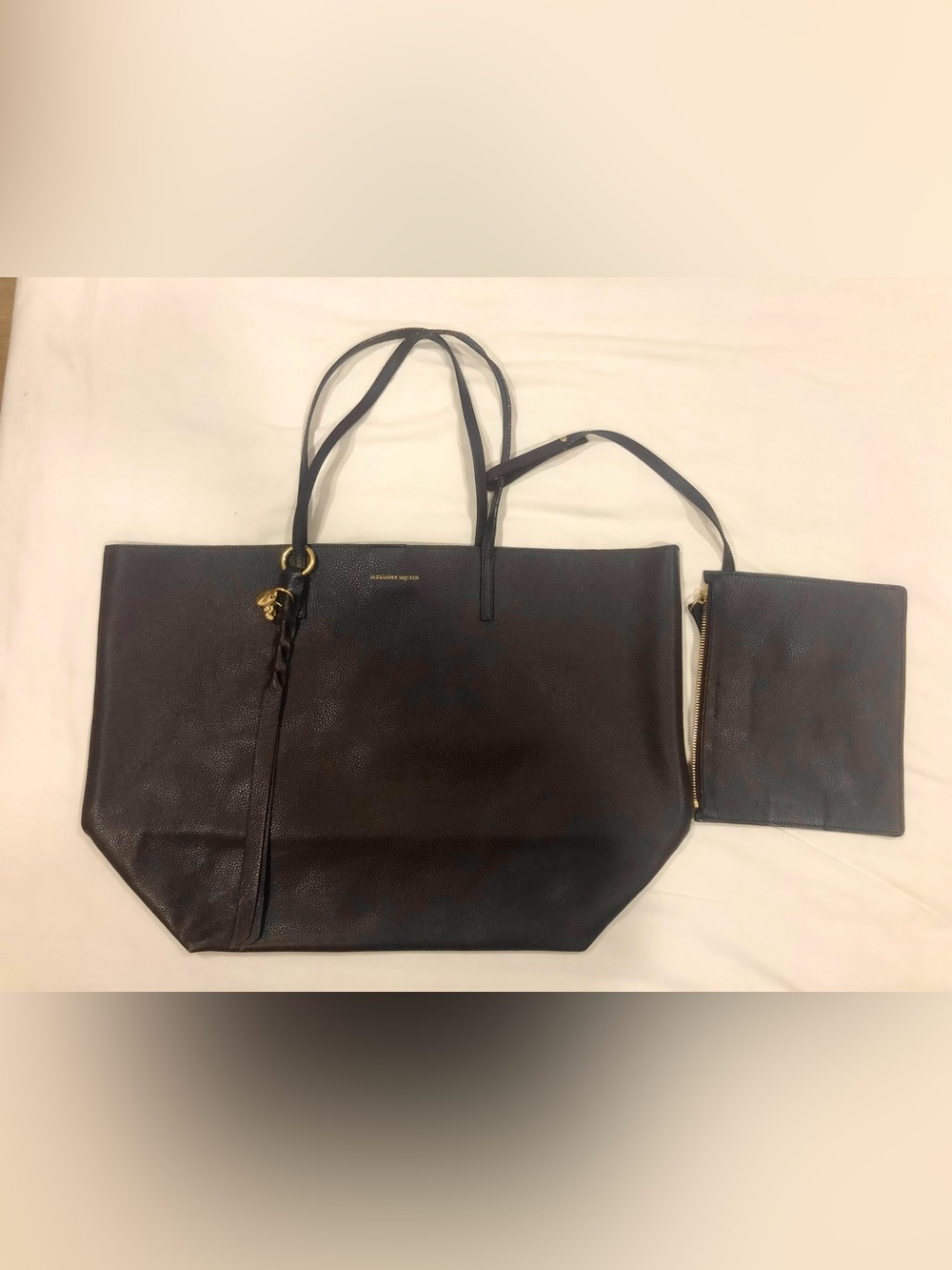 ALEXANDER MCQUEEN Grain Leather Skull Large Shopper Tote Bag